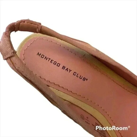 Montego Bay Club Wedge Sandals Slingback Platform Espadrilles Pink Plaid 7.5 - Picture 8 of 14
